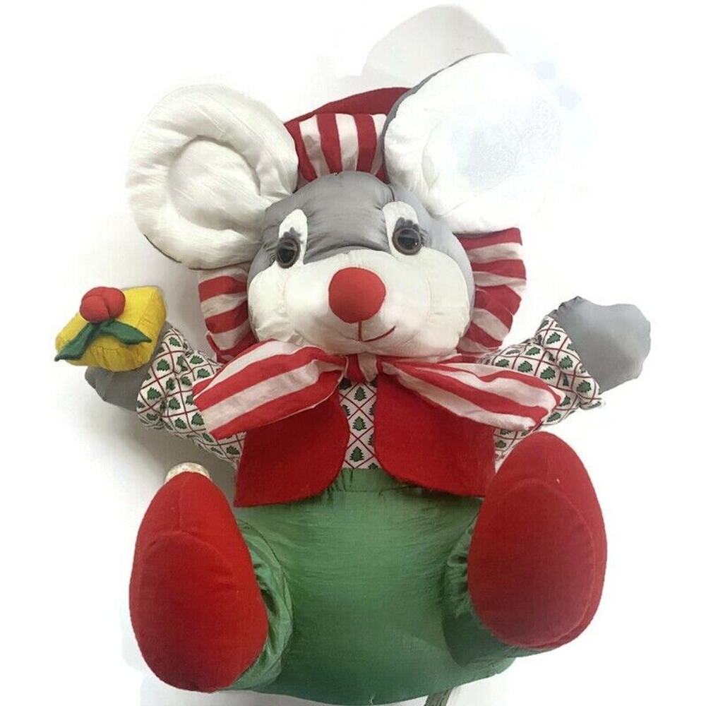 International Silver Company Christmas Mouse With Cheese Plush 12" Tall Sitting - Picture 7 of 8